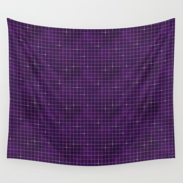 Purple retrowave grid Wall Tapestry