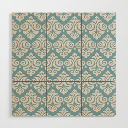 Victorian Gothic Pattern 532 Blue and Beige Wood Wall Art