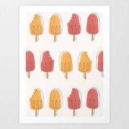 popsicle, ice cream, summer, yellow, red, fun Art Print