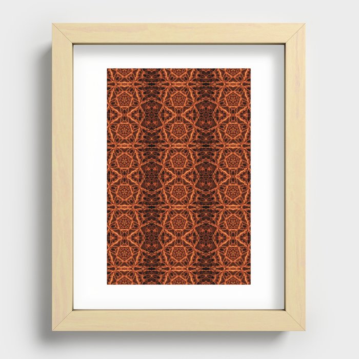 Liquid Light Series 21 ~ Orange Abstract Fractal Pattern Recessed Framed Print