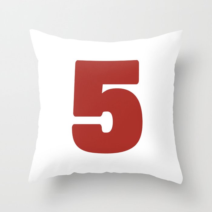 5 (Brownish & White Number) Throw Pillow
