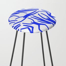 Abstract blue people body figure collage pattern Counter Stool