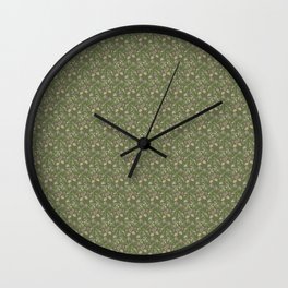 Sage green handpainted Chintz Wall Clock | Classic, Vintage, Watercolor, Victorian, Foulard, Paisley, Pattern, Handpainted, Indian, Painting 