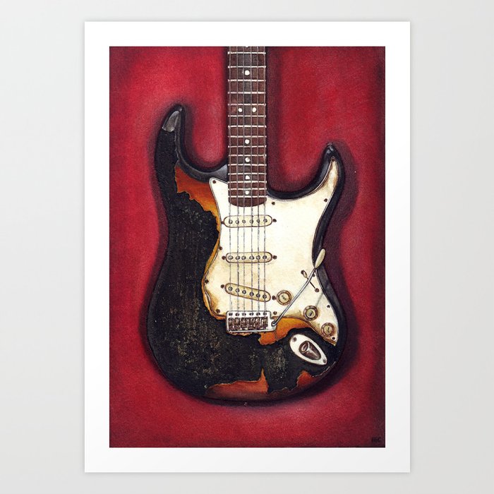 Burnt guitar Art Print