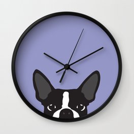 Boston Terrier Violet Wall Clock