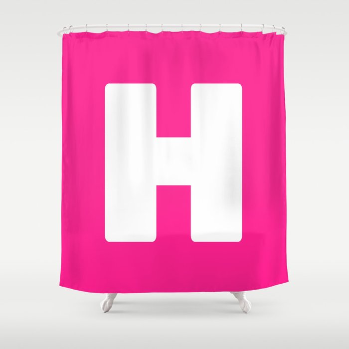 H (White & Dark Pink Letter) Shower Curtain