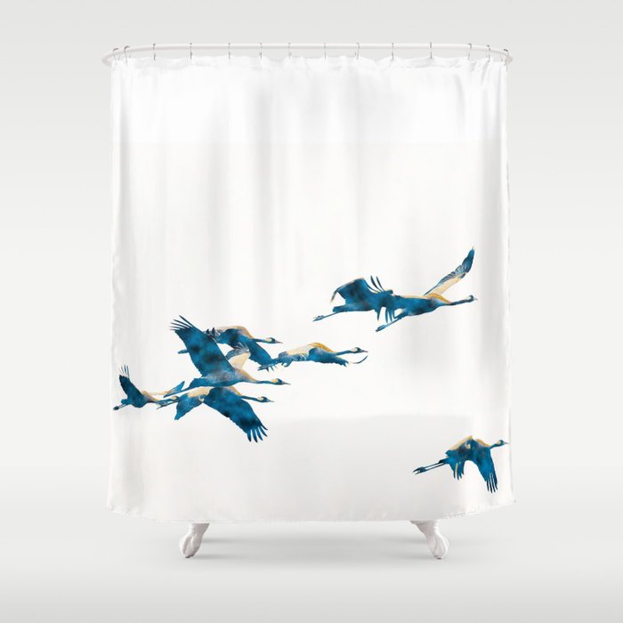 Beautiful Cranes in white background #decor #society6 #buyart Shower Curtain
