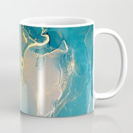 Aquamarine + Gold Abstract Hazy Swirl Mug