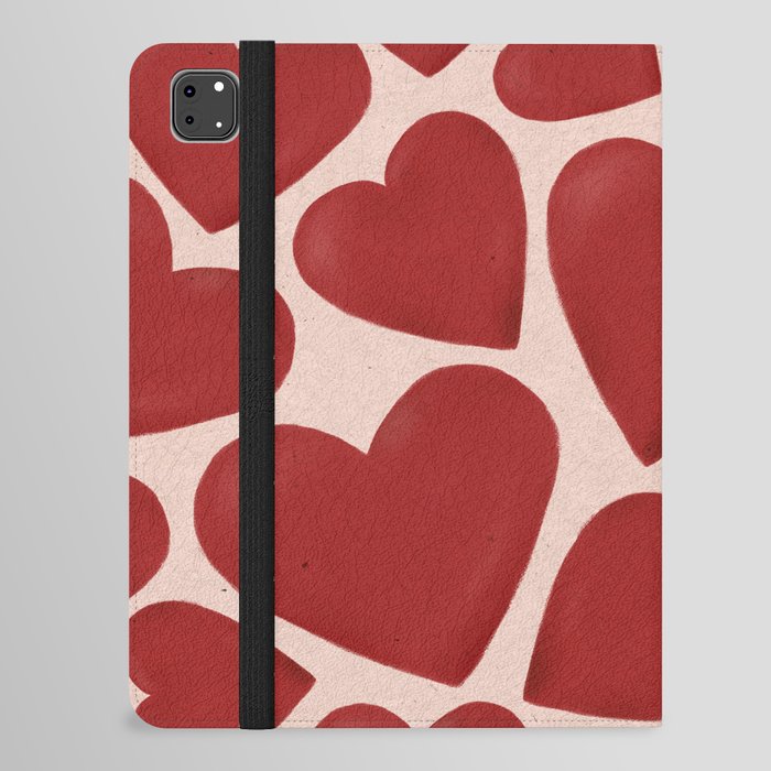 Cute Red Hearts Pattern iPad Folio Case