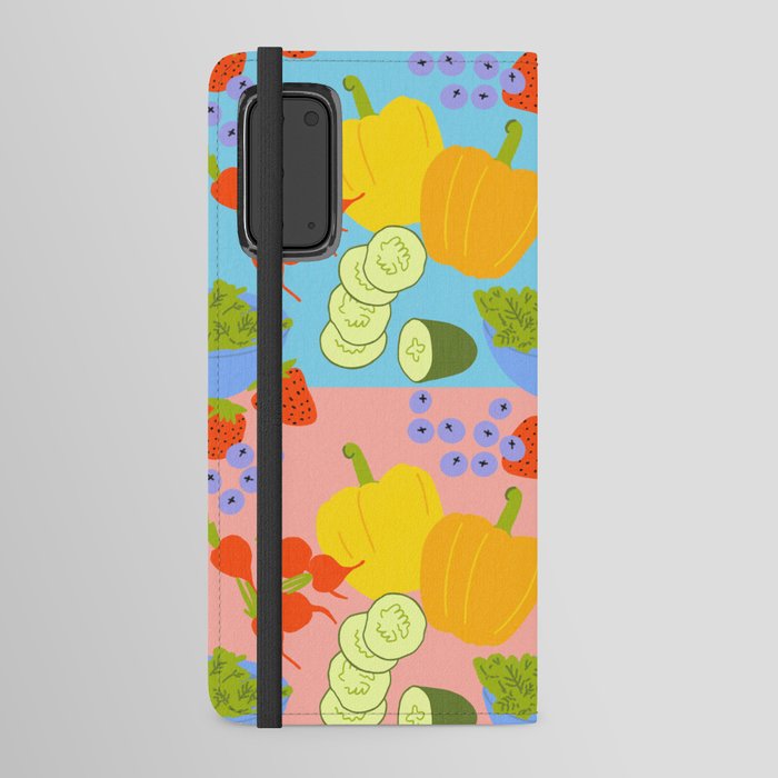 Retro Modern Mixed Summer Fruits and Vegetables Android Wallet Case