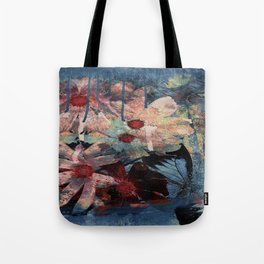 Abstract flower butterfly garden blue drip Tote Bag