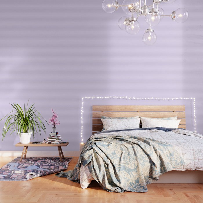 Chalky Pale Lilac Pastel Wide Mattress Ticking Stripes Wallpaper
