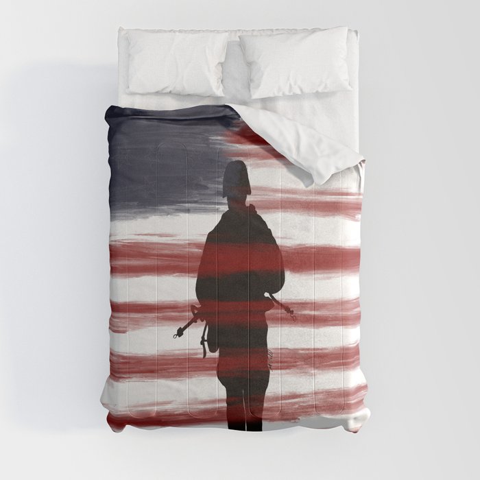Soldier and Flag - Patriotic Comforter