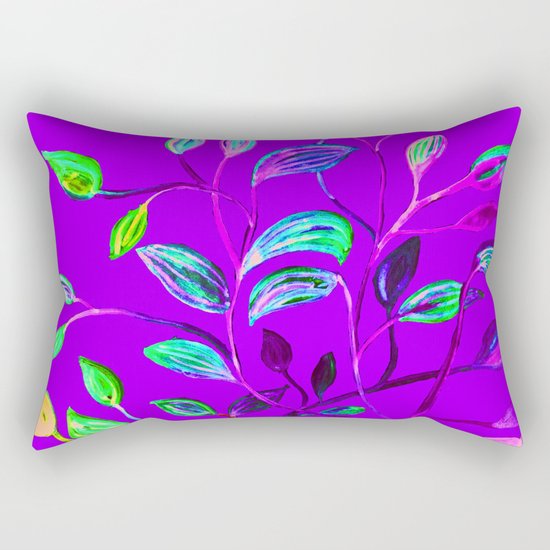 Neon Purple Pop Leaves Rectangular Pillow