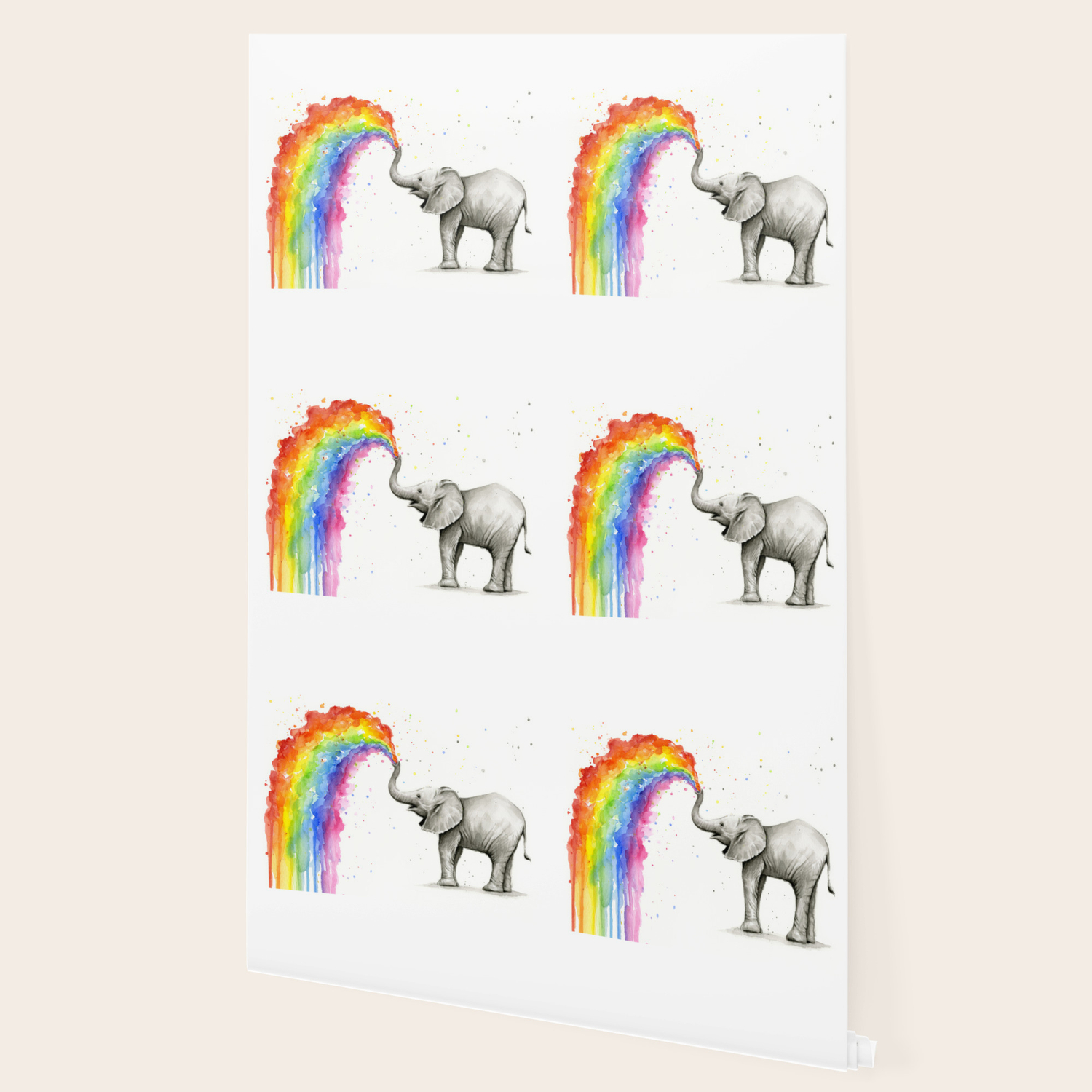 Baby Elephant Spraying Rainbow Wallpaper By Olechka Society6