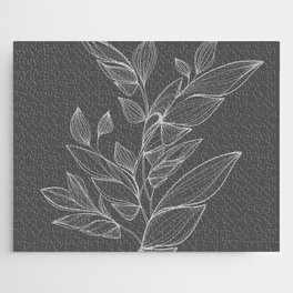 Wild Flora Lines - Gray Jigsaw Puzzle