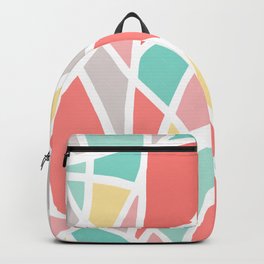 Abstract Triangle Pattern in Coral, Teal, Yellow and White Backpack