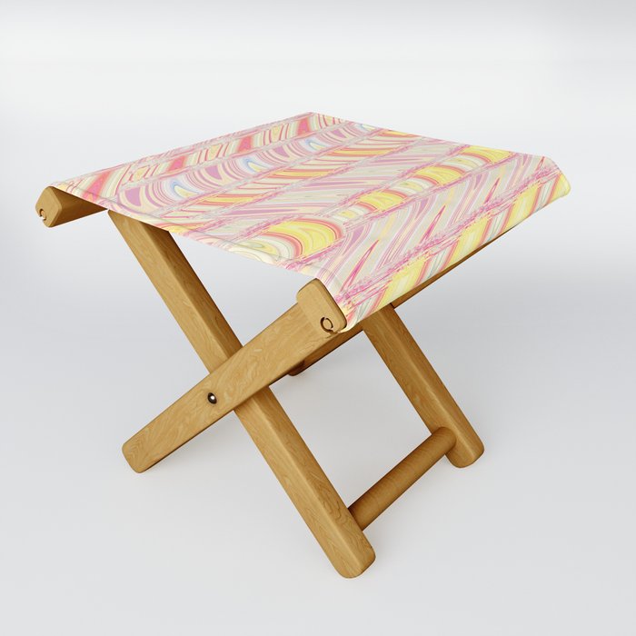 Rose And Yellow Waves Abstract Folding Stool