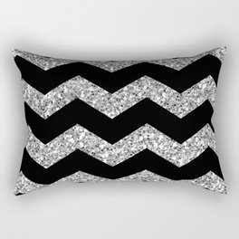 Modern Black And Silver Zigzag Chevron Pattern Rectangular Pillow