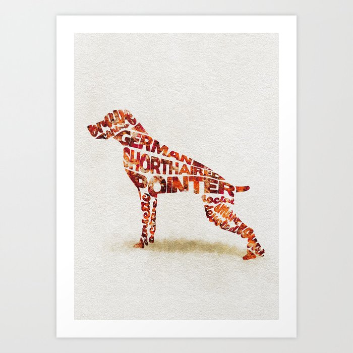 German Shorthaired Pointer Typography Art Watercolor Painting