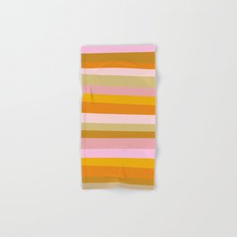 Colorful Retro Pink and Ochre Stripes Hand & Bath Towel
