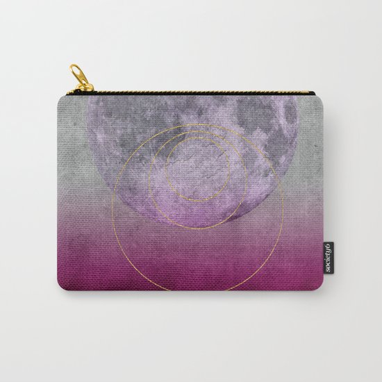 Pink Moon geometric circle mixed media Carry-All Pouch