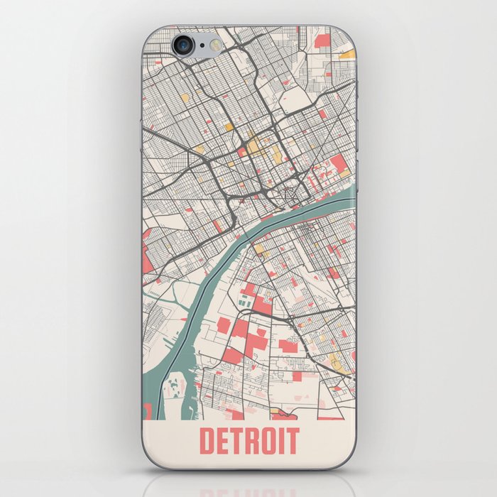 Detroit city map iPhone Skin