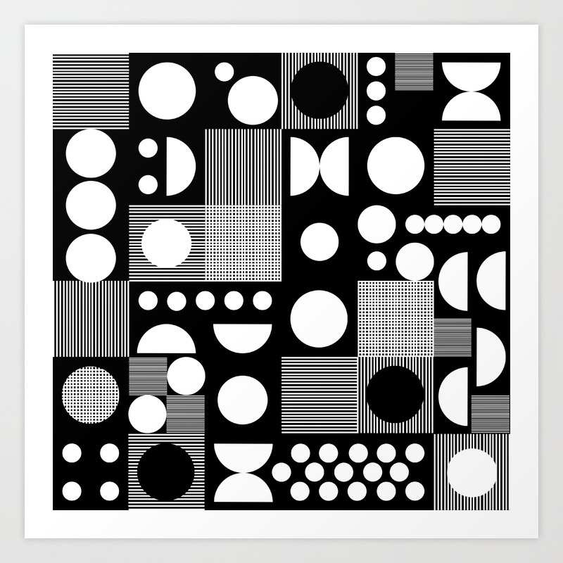 Black And White Minimal Pattern Abstract Scandi Design Geometric