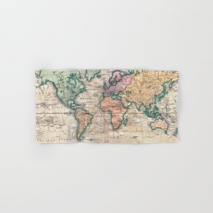 Vintage World Map 1801 Hand & Bath Towel