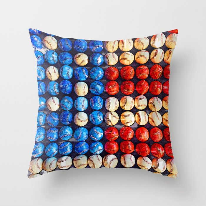 Baseball American Flag - For Baseball Lovers Throw Pillow