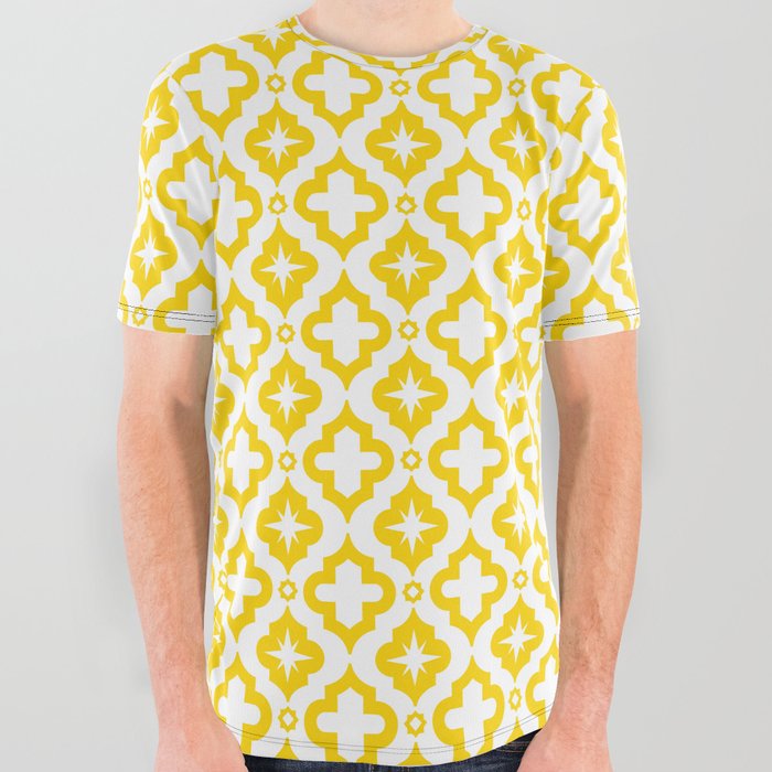 Yellow Ornamental Arabic Pattern All Over Graphic Tee