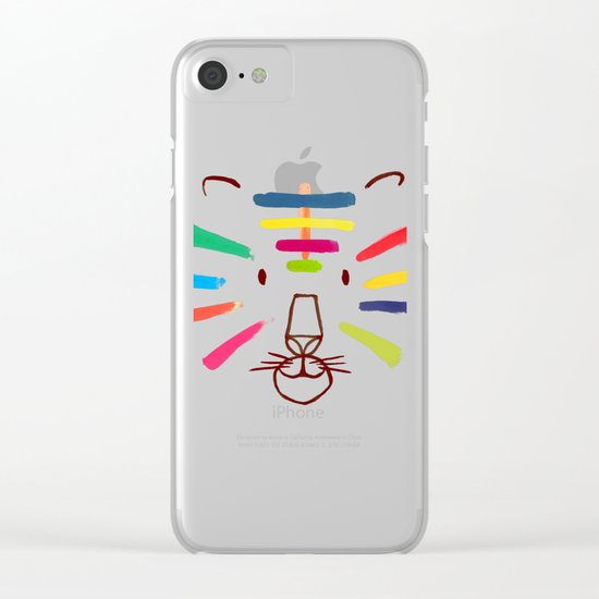 Tiger With Colorful Stripes Clear iPhone Case