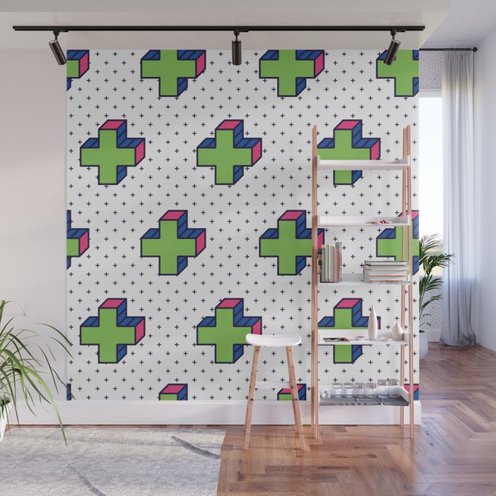 Plus Background In Neo Memphis Style Colorful Decorative Pattern Wall Mural By Softulka