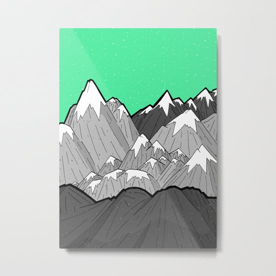 Green Sky Mounts Metal Print