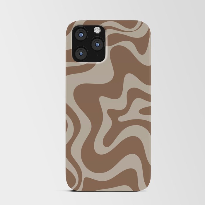Liquid Swirl Contemporary Abstract Pattern in Chocolate Milk Brown and Beige iPhone Card Case
