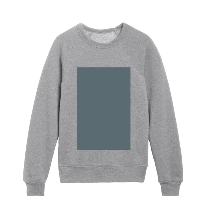 Dark Gray Solid Color Pairs Pantone Goblin Blue 18-4011 TCX Kids Crewneck