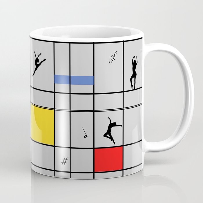 Dancing like Piet Mondrian - Composition with Red, Yellow, and Blue on the light grey background Coffee Mug