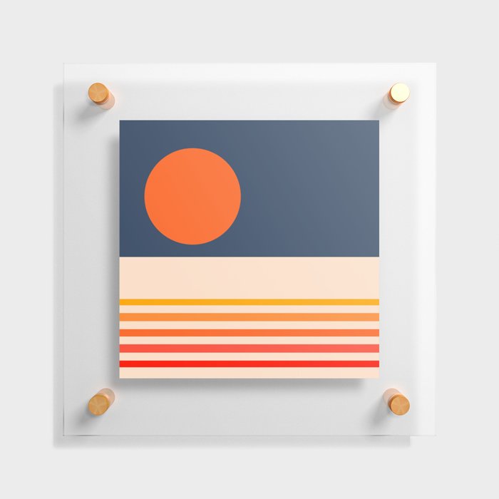 Wica - Colorful Sunset Retro Abstract Geometric Minimalistic Design Pattern Floating Acrylic Print