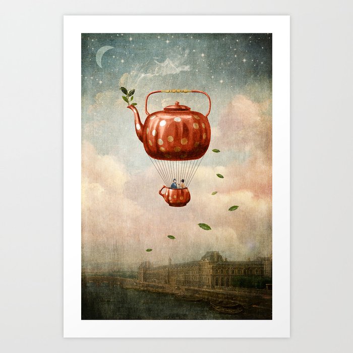 Tea for Two at Dusk Art Print | Painting, Digital, Love, Vintage