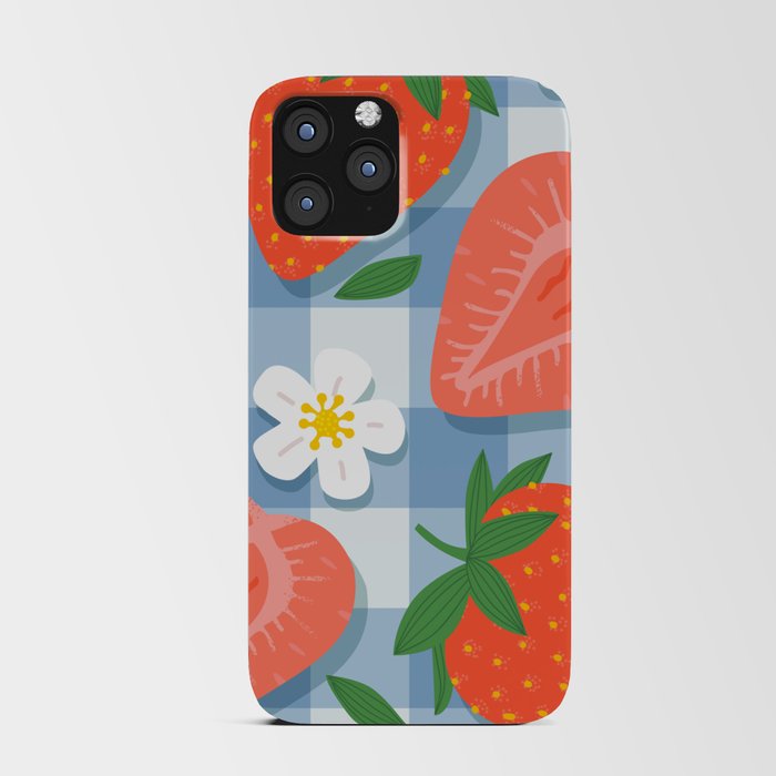 Strawberry fruit picnic seamless pattern illustration iPhone Card Case