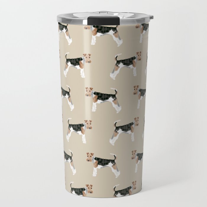 Wire Fox Terrier dog pattern dog lover gifts for dog person dog breeds pet friendly Travel Mug