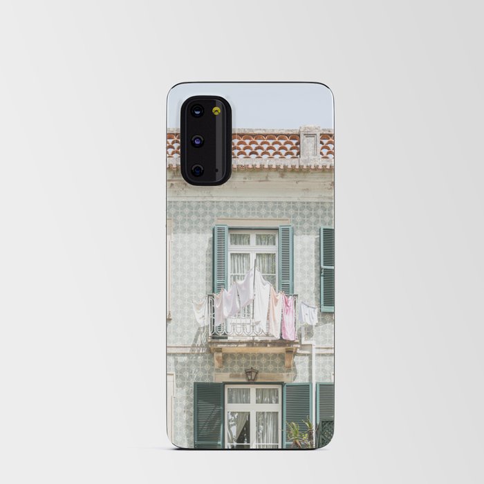 Laundry Day in Sintra | Tiled House in Portugal Art print | Street Travel Photography in Soft Pastel Colors Android Card Case