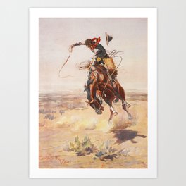 A Bad Hoss by Charles Marion Russell (c 1904) Art Print