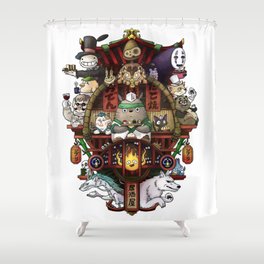 Ghibli Izakaya Print Coloured Shower Curtain