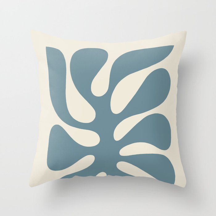 Abstract Monstera Leaf 10. Teal Throw Pillow