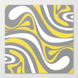 New Groove Retro Swirl Abstract Pattern Gray Yellow White Canvas Print