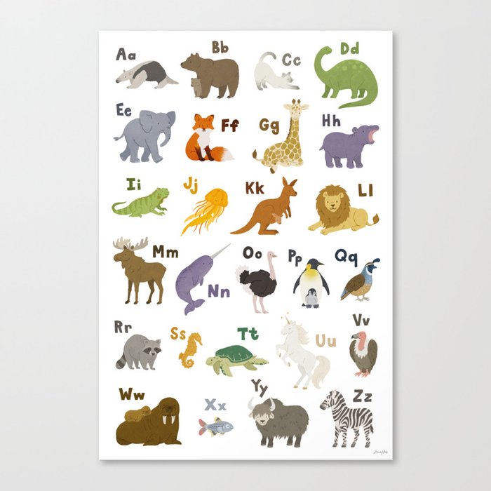 Animal Alphabet Poster Canvas Print