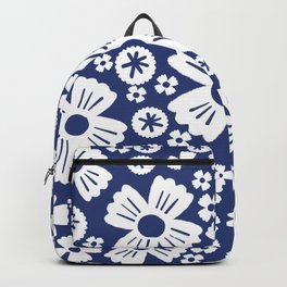 Modern Navy Blue Daisy Flowers Backpack