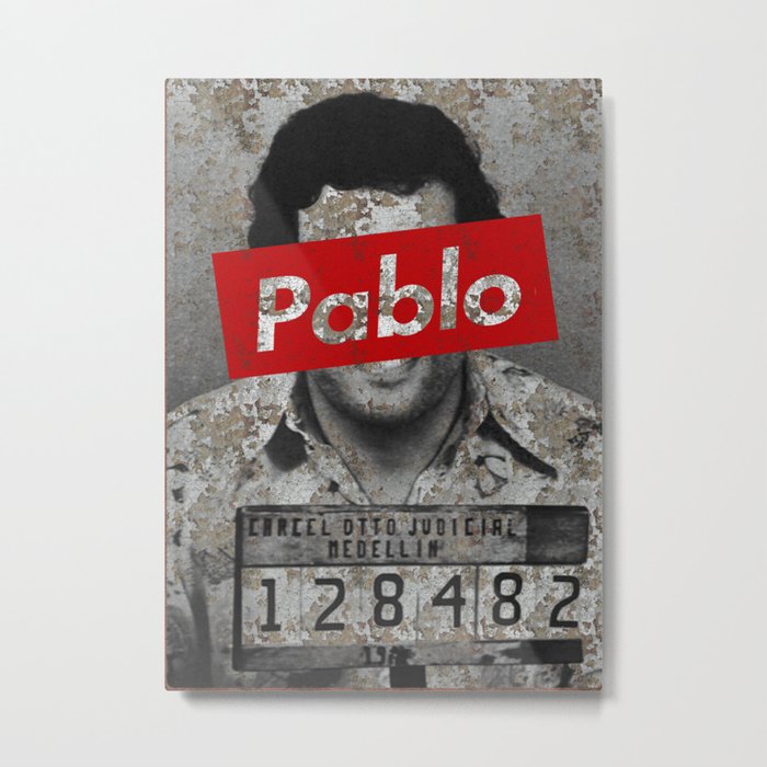 Pablo Escobar Hypebeast Rustic Retro Police Mugshot Metal Print