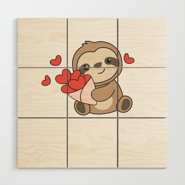 Sloth Cute Animals With Hearts Favorite Animal Wood Wall Art